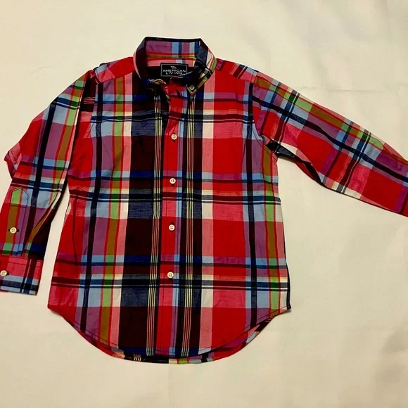 american living dress shirts American Living Boys White Long-Sleeve Collared Button Down Dress Shirt Size S
